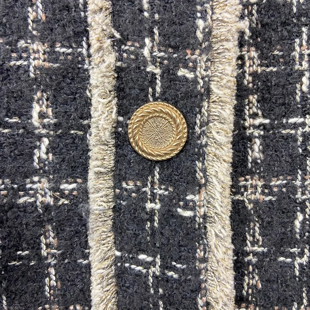 gstudio Black Tweed Long Coat Size 55 US XS-S‎ Gold Buttons Gossip Girl Glam
